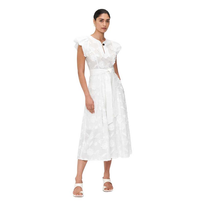 Veronika Maine Sunflower Embroidered Cotton Midi Dress image number 0